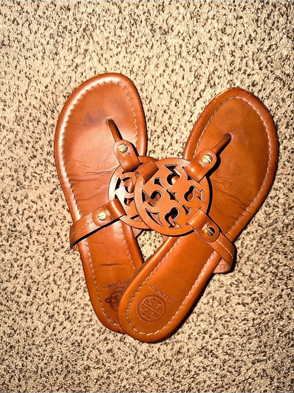Tory Burch Miller Leather Thong Sandal Sandals - Brown